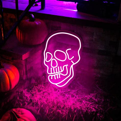 Buy KANAYA Skull Neon Sign, Halloween Decorations Skull Neon Light Sign ...