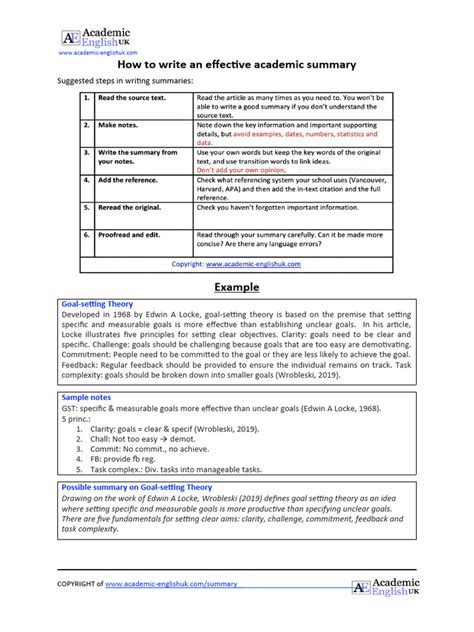 How To Write An Effective Academic Summary Worksheet Download FREE by ...