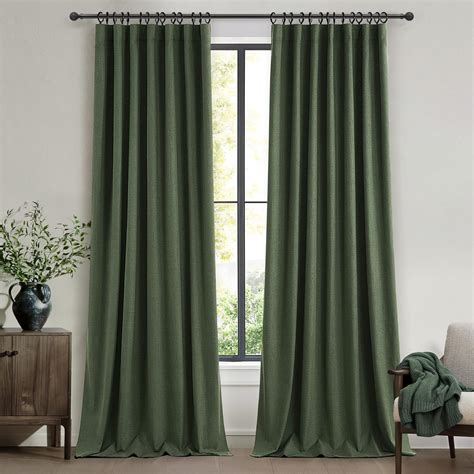 Amazon.com: Dark Olive Green Pleated Curtains 92 Inches Long, Blackout ...