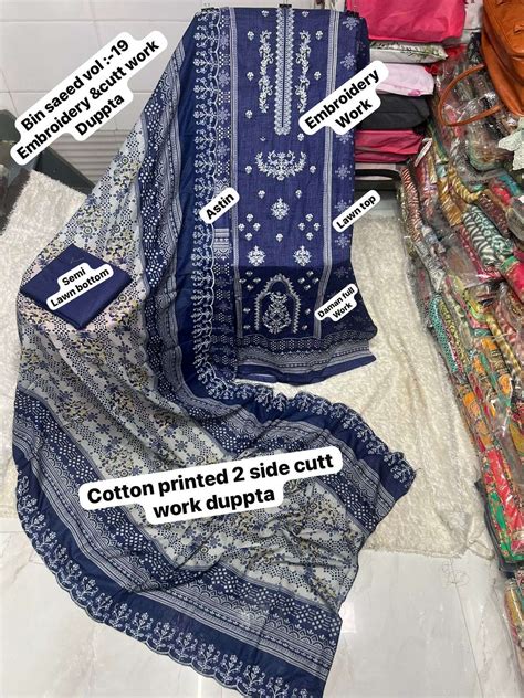 SF BIN SAEED VOL 19 LAWN COTTON DIGITAL PRINT WITH EMBROIDERY WORK ...