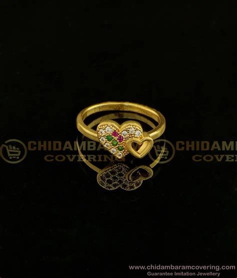 Buy Best Quality Double Heart Shape Multi Stone Ring for Ladies