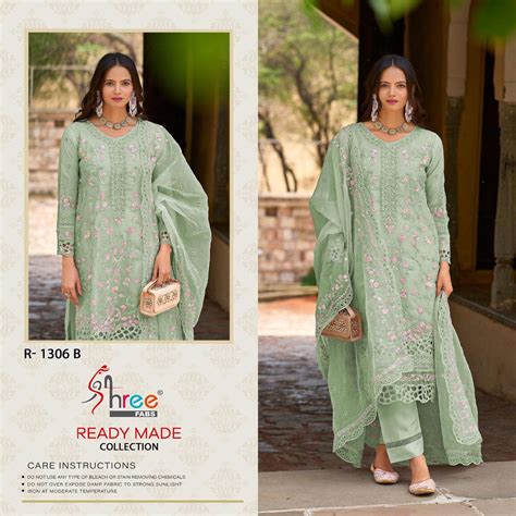 SHREE FABS R 1306 ORGANZA BEAUTIFUL EMBROIDERED READY MADE PAKISTANI ...
