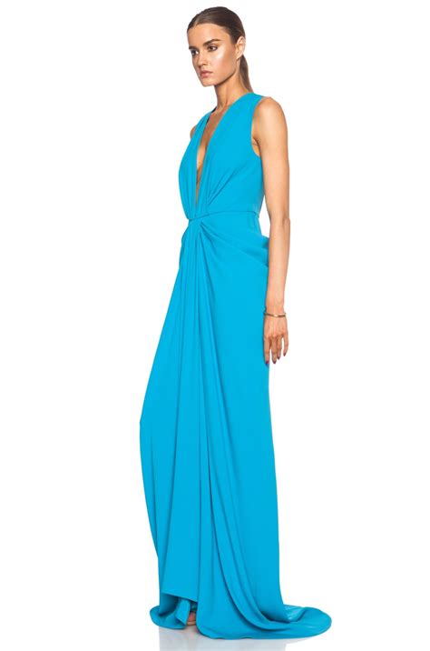 Thakoon V-Neck Plunge Front Viscose-Blend Gown in Turquoise | FWRD