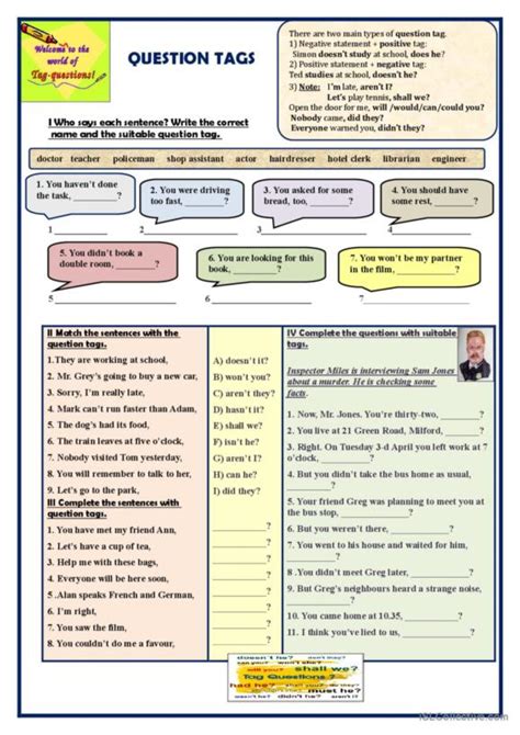 Image result for ESL Question Tags Grammar Lesson Plan