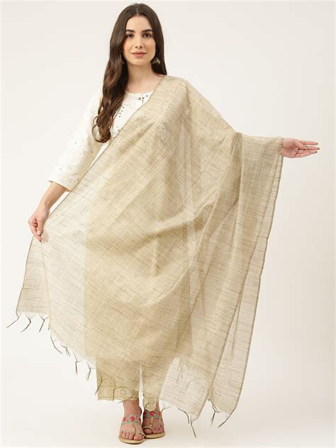 Beige Handloom Dupatta – Decked Up