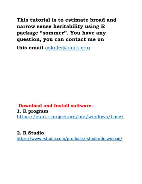 Tutorial for Estimating Broad and Narrow Sense Heritability using R | PDF