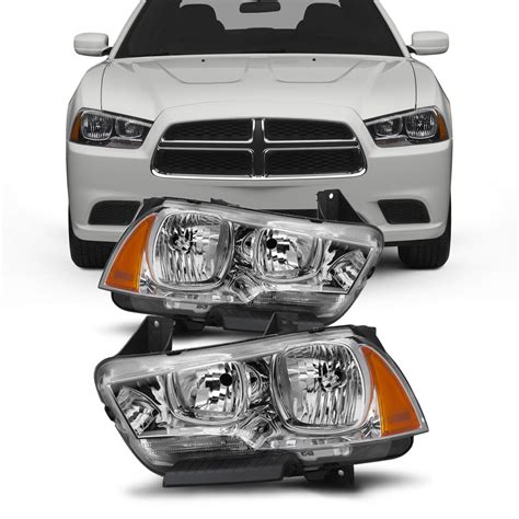 AKKON - For 11-14 Dodge Charger Chrome Clear Headlights Front Lamps ...