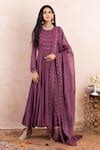 Buy Purple Kurta Georgette Dupatta Organza Embroidery Dori Anarkali Set ...