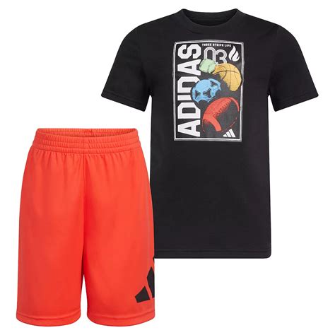 Toddler Boy adidas Sporty Short Sleeve Graphic Tee & Essential Shorts Set