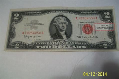 1963 Two Dollar Bill (united States Note) Red Seal