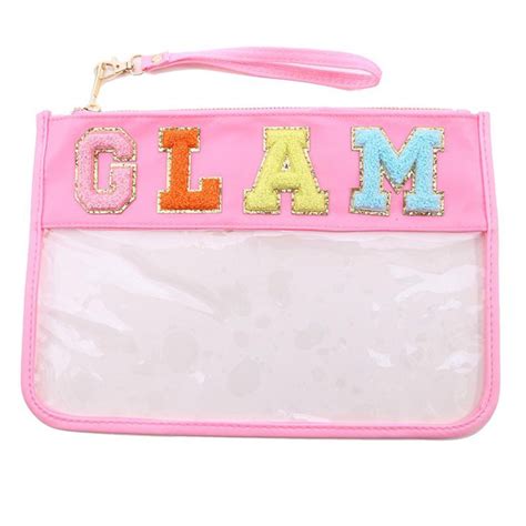 Clear Zipper Pouch for Women with Chenille Letter Patch Travel Snacks ...