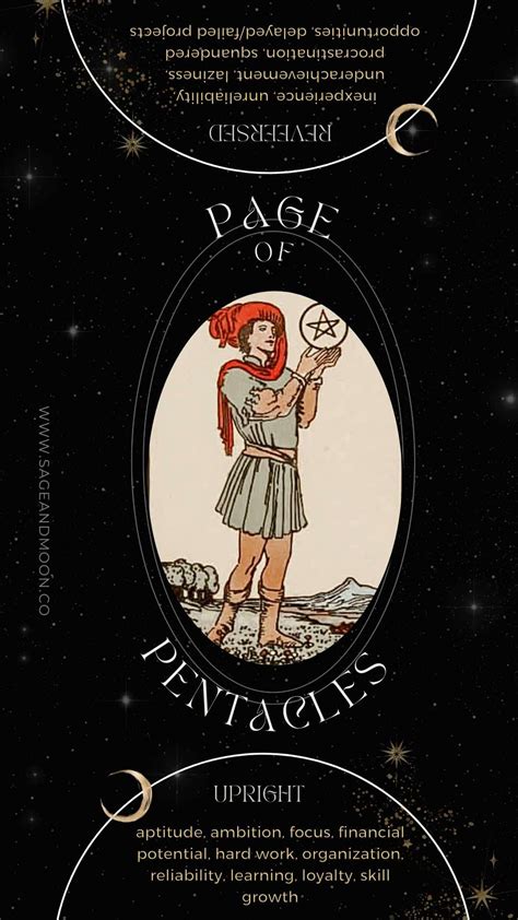 Page of Pentacles Tarot Card Meaning (Upright & Reversed) - Sage and Moon