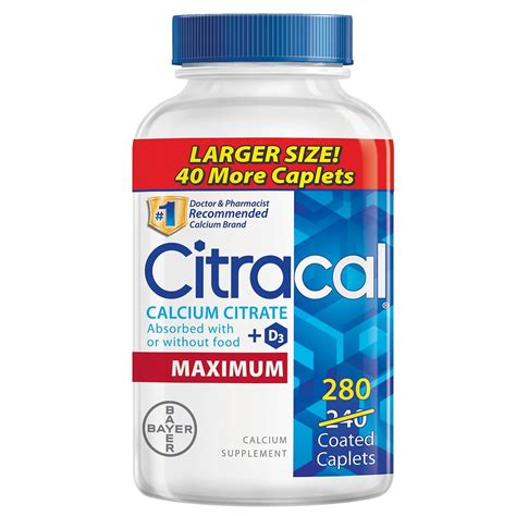 Citracal Maximum Calcium Citrate+D3 Caplets, 280 Ct - Walmart.com