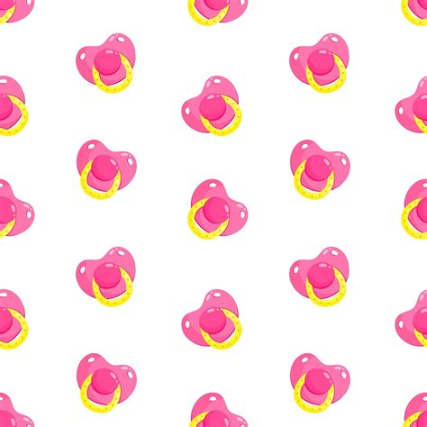 Pink dummies seamless pattern. Front view pacifiers. Background, print ...