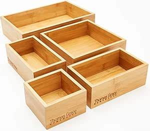 5-Piece Bamboo Storage Box & Organizer Set - Thomas Grace Homewares ...