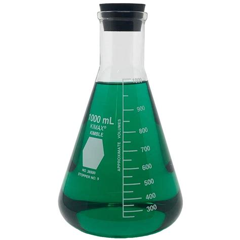 Kimble KIMAX 26500-1000, 1000ml Narrow Mouth Erlenmeyer Flask with ...