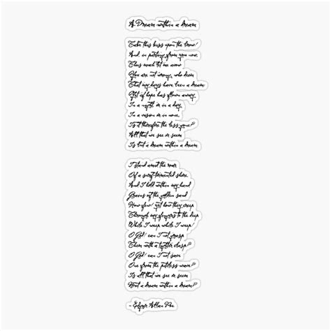 Onim A Dream Within A Dream By Edgar Allan Poe Poem Sticker, Phone ...