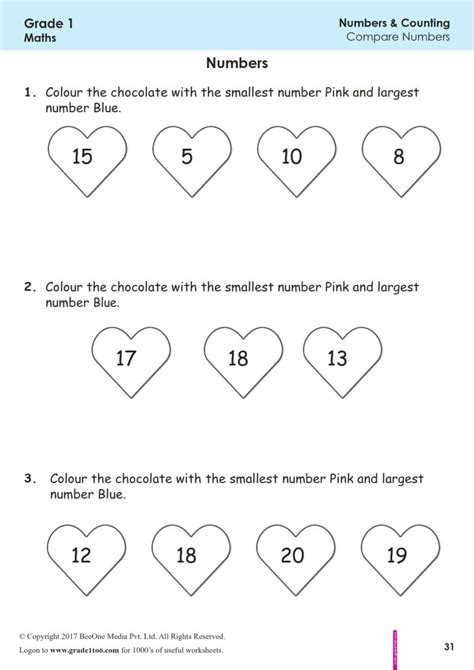 Image result for Comparing Numbers Worksheet Grade 1