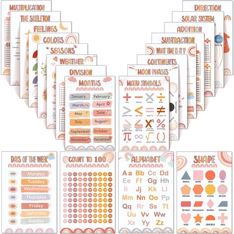 20 Pack Rainbow Alphabet Poster Educational Posters For Toddlers ...