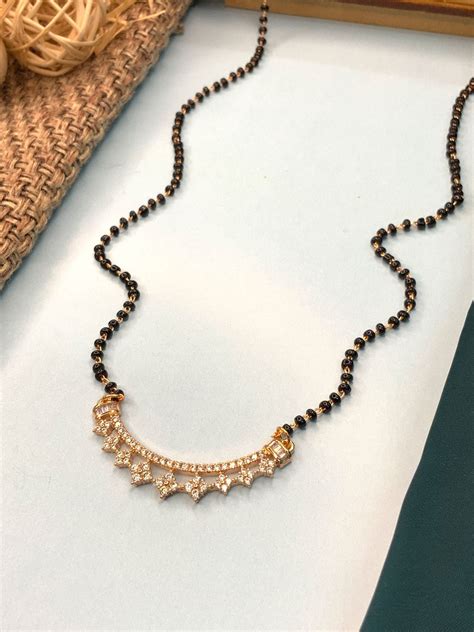 rose gold plated mangalsutra with American Diamond | Abdesignsjewellery