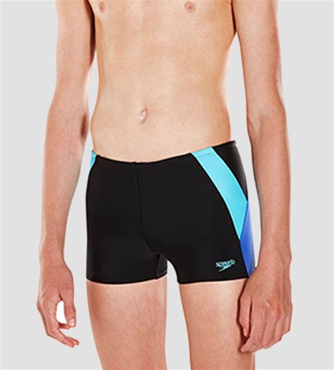 Buy Speedo Colour Block Aquashort Boys - Black & Amparo Blue - Swimwear ...