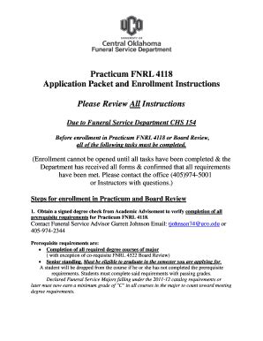 Fillable Online sites uco Practicum FNRL 4118 Application Packet and ...