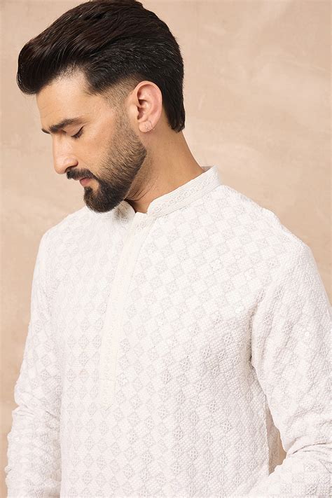 White Viscose Rayon Solid Embroidered Straight Kurta MKU1140 – Ethnic Bay