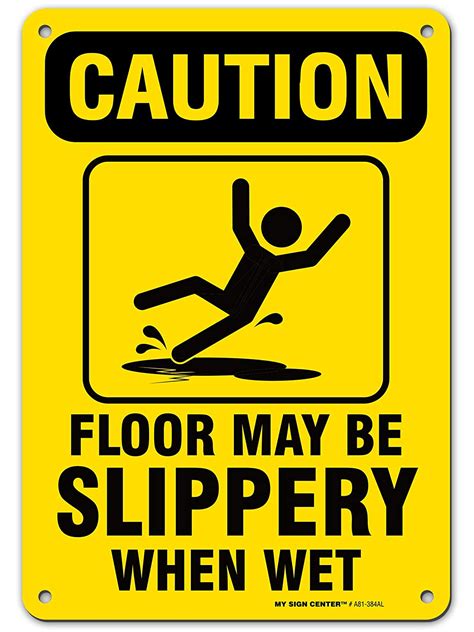 Caution Wet Floor Sign Slippery When Wet, 7” x 10” Industrial Grade ...