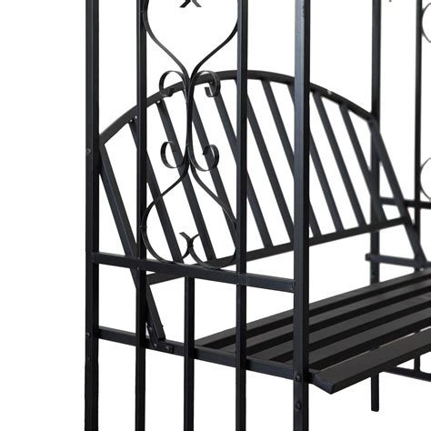 Outdoor Garden Arbor Arch Steel Metal with Bench Seat for Climbing ...