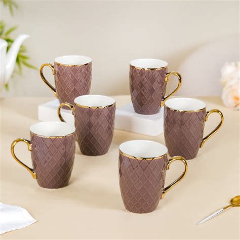 Rose Taupe Teacup Set of 6 330ml Online - Premium Coffee Mug | Nestasia