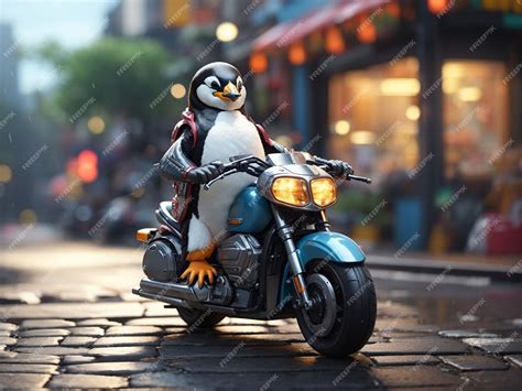 Premium Photo | View of cartoon animated 3d penguin on scooter