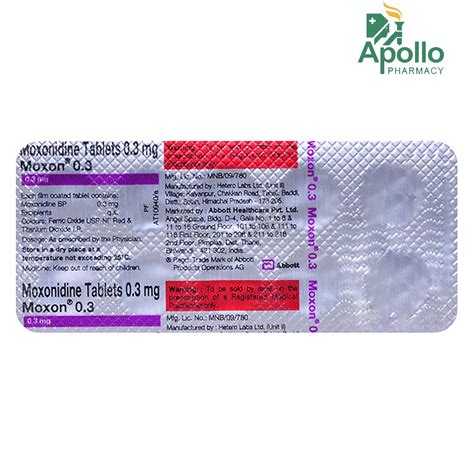 Moxon 0.3 Tablet 10's Price, Uses, Side Effects, Composition - Apollo ...