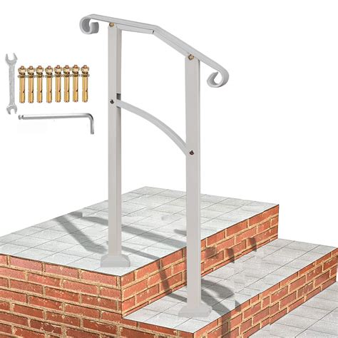 Metty Metal Outdoor Stair Railing,White Handrails for Outdoor Steps 2 ...