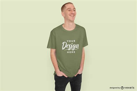 Man With Short Hair T-shirt Mockup PSD Editable Template