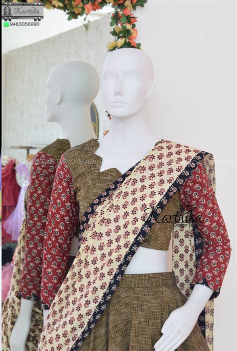 Ikkat kalamkari Ajrakh cotton langa voni – karthika design studio