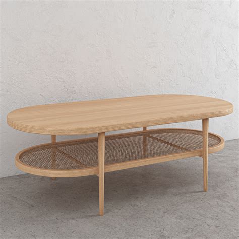 Alec White Oak & Rattan Coffee Table – Nismaaya Decor