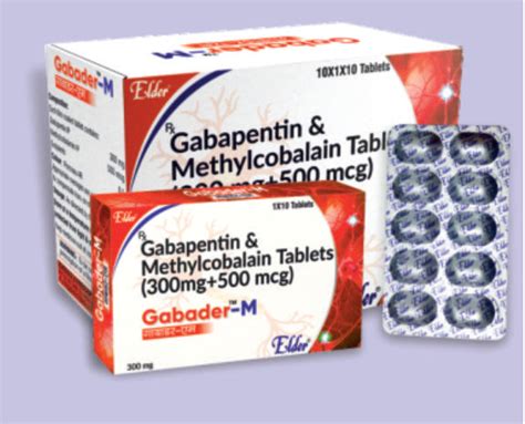 GABADER M TAB (300/500 MCG) 10'S ( Gabapentin 300MG + Mecobalamin 500 ...