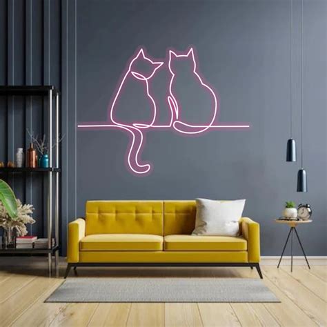 Cute Couple Cats Neon Sign – Lets Custom Studio - Custom Neon Signs