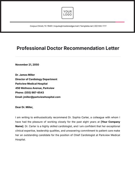 Free Simple Dear Doctor Letter Template to Edit Online