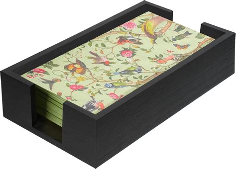 Wooden Guest Towel Holder Tray for Bathroom, Black Bamboo Counter ...