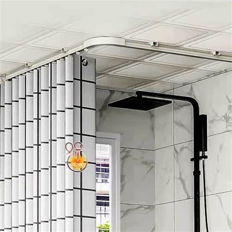 SHREERANG "L" Shaped Corner Shower Curtain Rod Curtain Track Rail For ...