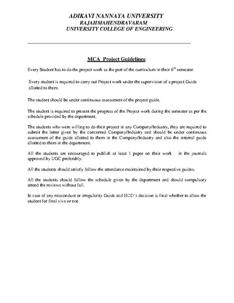 MCA Project Guidelines and Formats - RAJAHMAHENDRAVARAM UNIVERSITY ...