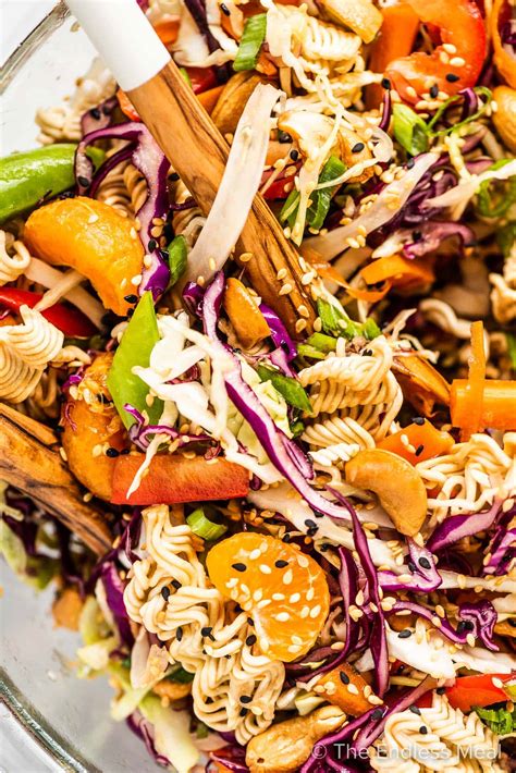 Ramen Noodle Salad with Sweet and Tangy Sesame Dressing