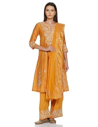 Buy BIBA Women's Cotton Suit Set (SKDASRTD8428SS23OCR_Orange_S) at ...
