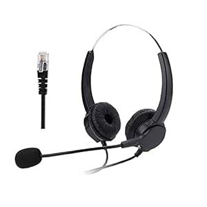 Telephone Headset Benotek Binaural Microphone Phone Headsets for Office ...