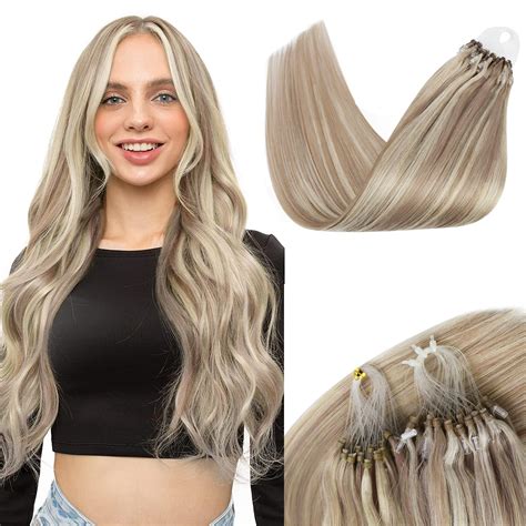 Amazon.com : Sunny Blonde Micro Hair Extensions Real Human Hair Ash ...
