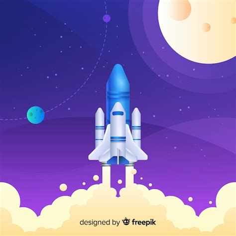 Foguete gradiente voando no céu | Vetor Grátis