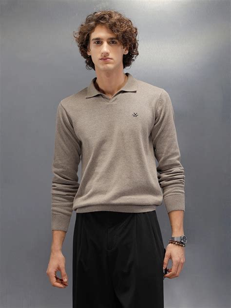 Premium Flat Knit Johnny Collar Polo T-Shirt | Brown – Wrogn