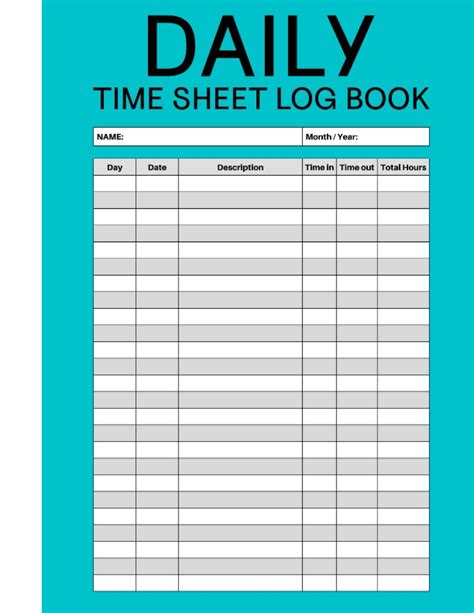 Ann A Anson Employee Time Log Book: Record Work Hours, Overtime, India ...
