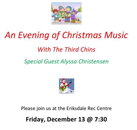 An Evening of Christmas Music with The Third Chins, Eriksdale Memorial ...